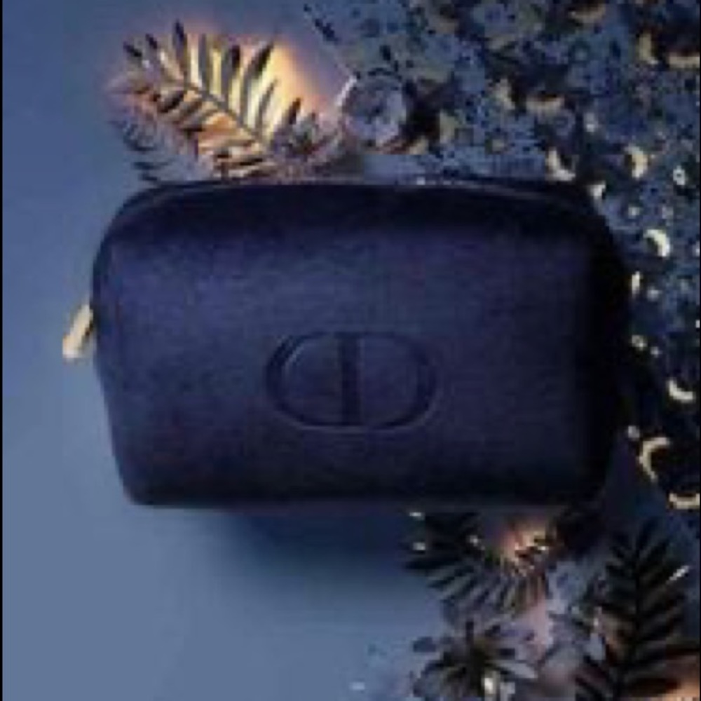 DIOR BEAUTY VELVET COSMETIC POUCH - NAVY BLUE